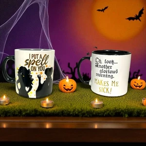 Halloween Table Decor Hocus Pocus Movie Disney Ceramic Coffee Mug 24 oz Lot of 2 - Picture 1 of 15