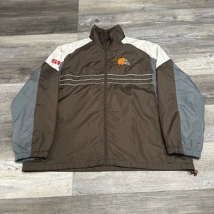 Reebok NFL Cleveland Browns Brown Gray White Mens XL Football Windbreaker Jacket - Picture 1 of 9