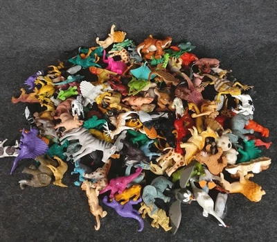 Lote Mixto 148 Piezas Plástico Goma Animales Dinosaurios Figuras Juguetes Pequeños Foto 1 de 4
