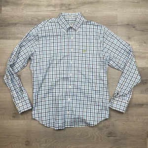 Peter Millar x Masters Mens Cotton Stretch L/S Button Shirt Blue/White Plaid Lrg - Picture 1 of 18