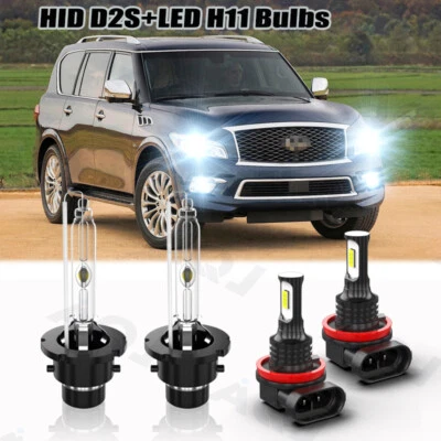 For Infiniti QX80 2014 Front HID Headlight High Low Beam Fog Light Bulb Qty of 4 Foto 1 de 4