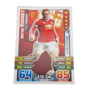 Topps Match Attax Wayne Rooney 179 Captain 2015/2016 Manchester United Forward - Picture 1 of 16