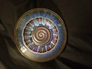 Bill Campbell Vintage Art Pottery Spiral Infinity Swirl Drip Glaze 11" Bowl - Picture 1 of 9