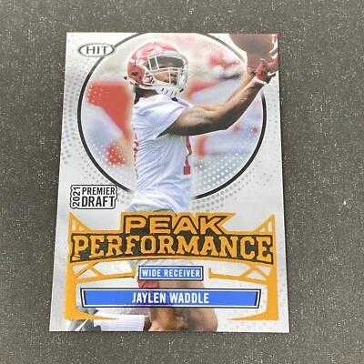 Jaylen Waddle карточка дебютанта 2021 Sage Premier Draft ПИКОВАЯ ПРОИЗВОДИТЕЛЬНОСТЬ вставка #PK-JW - Изображение 1 из 2