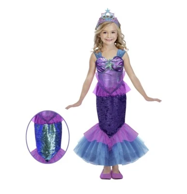 Girl’s Dazzling Mermaid 2-Piece Halloween Costume Size Large 10/12 - Image 1 of 4
