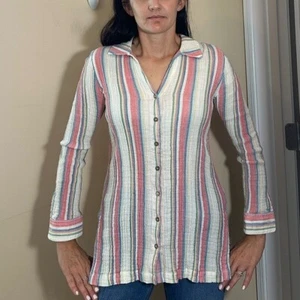 SOFT SURROUNDINGS Women's Blouse Long Sleeve Button Down Striped Print size S - Picture 1 of 8
