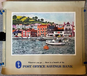 Original 1960s Post Office Savings Bank poster Martina Selway, Dartmouth, Devon - Picture 1 of 5