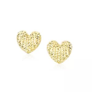 Orecchini a cuore soffiato in oro giallo 14 kt con tagli di diamanti - Foto 1 di 3