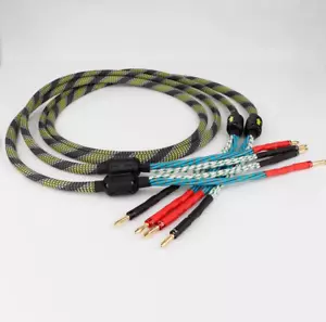 Par de cables de altavoz de audio OFC HiFi cable único con conector Banana cable amplificador - Imagen 1 de 11