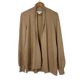 Liz Claiborne Women’s Size Medium Caramel Heather Knit Open Front Cardigan New - Picture 1 of 6