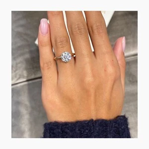 14k Yellow Gold Solitaire Engagement Ring Round Labcreated Diamond E-F/VS1 2.5Ct - Picture 1 of 12