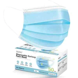 HDFK Face Mask Disposable Adults 3Ply Non-Woven with Nose Clip Ear Loop Blue ... - Picture 1 of 4