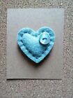 A Handmade Aqua Felt Heart Brooch on card, 4.5cm ideal gift