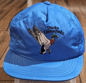 Vintage Ducks Unlimited Snapback Hat Cap Thinsulate 3M Thermal Insulation Blue - Picture 1 of 8