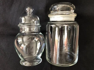 Set 2 Klarglas Kanister mit Deckel - Apotheker Anchor Hocking & Ingwer Glasform - Bild 1 von 12