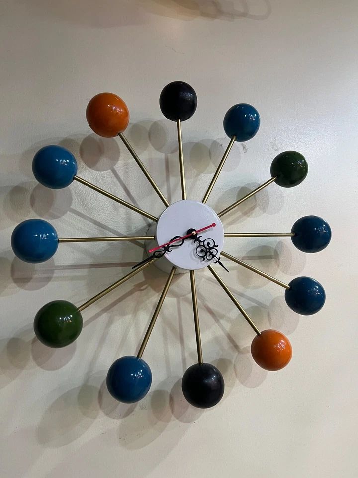 Nuevo Reloj de Pared Bola George Nelson Multicolor Moderno Contemporáneo 18" Foto 1 de 4