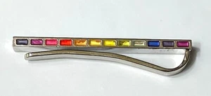 Paul Smith Krawattennadel Clip Bar Silber mit Emaille Künstlerstreifen auf der Oberseite Neu - Bild 1 von 13