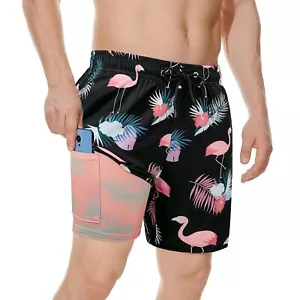Men's Swim Trunks Board Shorts Quick Dry Mens Swimming Trunks Compression Liner - Picture 1 of 49