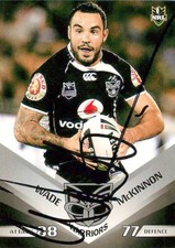 ✺Signed✺ 2010 NEW ZEALAND WARRIORS NRL Card WADE MCKINNON Daily Telegraph