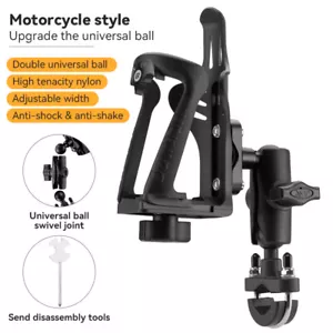 ROCKBROS Motorcycle Cup Holder Handlebar Mount Beverage Drink Bike Water Bottle - Picture 1 of 13