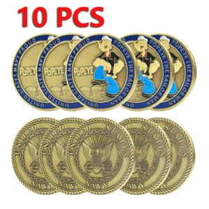 10 pezzi US Navy Proud Medal commemorativo bronzo marinaio uomo sfida moneta Popeye - Foto 1 di 12