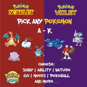 ✨ Any Custom Pokemon A-K ✨ 6IV ✨ Shiny ✨Pokemon Home Release 💥 Scarlet & Violet - Picture 1 of 3