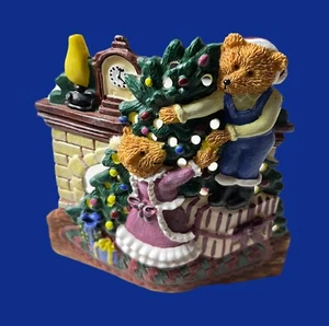 Delegar 1999 Vintage Tea Light Candle Holder Christmas Tree Holiday Bears Votive - Picture 1 of 2