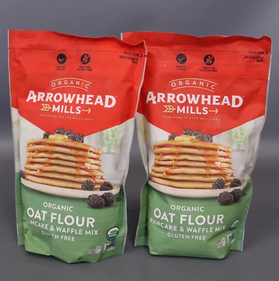 Arrowhead Mills Oat Flour Pancake & Waffle Mix, 16 Ounce [ Pack of 2 ]
