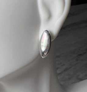 Abalone Oval 925 Sterling Silver Stud Earrings - Picture 1 of 7