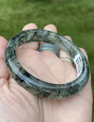 Green Rutilated Gemstone Bangle, Inner Diameter 55mm, (Small Hand) - Image 1 of 4