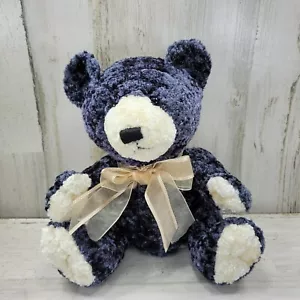 TB Trading Teddybär weiches Plüschtier blau schwarz Fell weiße Füße Schleife Vintage Stofftier - Bild 1 von 12