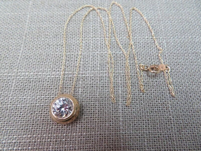 14K Y. Colgante de circonita cúbica de oro con collar de cadena de cuerda de 18" 2,56 G (#348) Foto 1 de 4