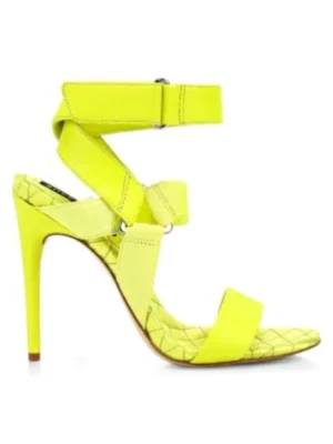$395 ALICE + OLIVIA amarillo neón / limón "Talene" sandalias de tiras zapatos de tacón 9 Foto 1 de 4
