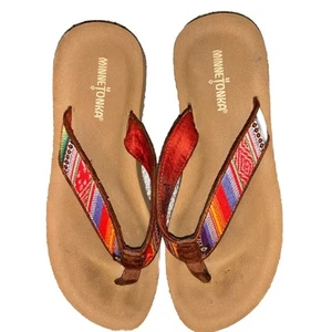 Sandali infradito Minnetonka donna 9 stampa azteca tanga cuciti - Foto 1 di 6