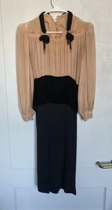 Vintage 30’s 40’s Romantic Dress Shoulder Pads Gown Art Deco Drop Waist Small - Picture 1 of 8