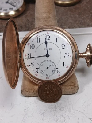 Working Antique 1913 Rare Illinois 403 Gold Filled Pocket Watch - Image 1 of 4