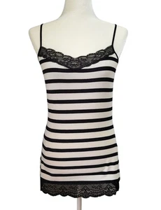 Express Y2K Tank Camisole Sexy Bra Cami Lace Striped Long Fitted Retro Vintage - Picture 1 of 17