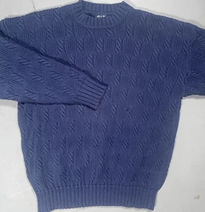 Gap Blue Thick Heavyweight Cable Knit Pullover Sweater Made In USA Mens L - Picture 1 of 7