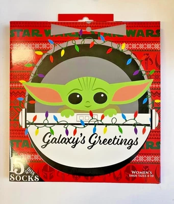 NUEVO Mujer (Talla 4-10) 15 Días de Mandaloriano Bebé Yoda Calcetines Regalo Navidad Adviento Foto 1 de 4