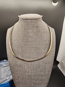 Moda 18k YG Plated Bronze Reversible 925 & Gold Tone 17" Omega Necklace BEC231 - Picture 1 of 9