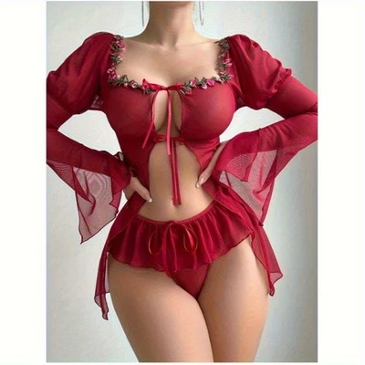 Sexy-Lingerie Lace Set Baby-doll Women's Underwear Nightwear Sleepwear G-string - Image 1 of 4