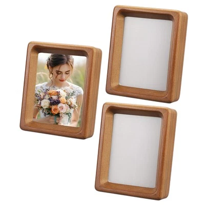 3pcs 3 x 4" Wood Mini Photo Frames Wooden Finish Picture Frame, Wood Color - Image 1 of 4