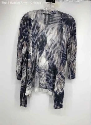 Nic+Zoe Womens Blue Abstract 3/4 Sleeve Open Front Cardigan Sweater Size 1X - Image 1 of 4