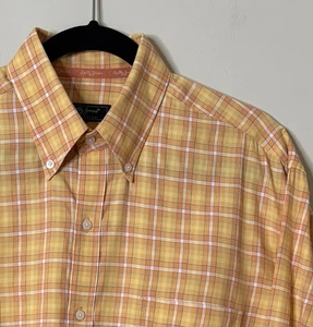 Bobby Jones Men’s Large Orange Plaid Cotton Long Sleeve Button Up Shirt - Picture 1 of 8