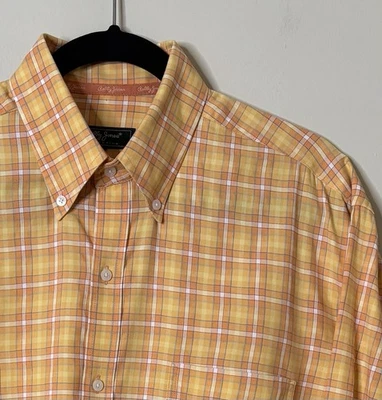 Bobby Jones Men’s Large Orange Plaid Cotton Long Sleeve Button Up Shirt - Image 1 of 4