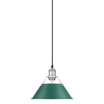 Mini Colgante Golden Lighting 3306-M CH Orwell 10"W - Tonos Cromo/Verde Pino Foto 1 de 4