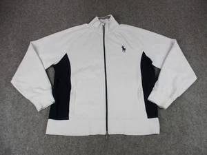 Polo Ralph Lauren Sweatshirt Mens Large White Full Zip Track Jacket Cotton Blend - Picture 1 of 9