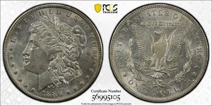 Dólar de plata O Morgan 1886 graduación profesional AU-55 - Imagen 1 de 3