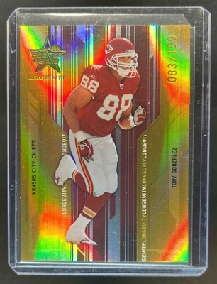 Leaf Rookies & Stars Longevity 2005 Tony Gonzalez Gold #/199 Chiefs Foto 1 de 2
