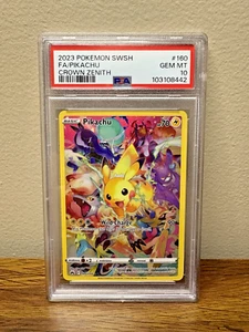 PSA 10 GEM MINT Pikachu Secret Rare Full Art 160/159 Crown Zenith Pokemon - Picture 1 of 2